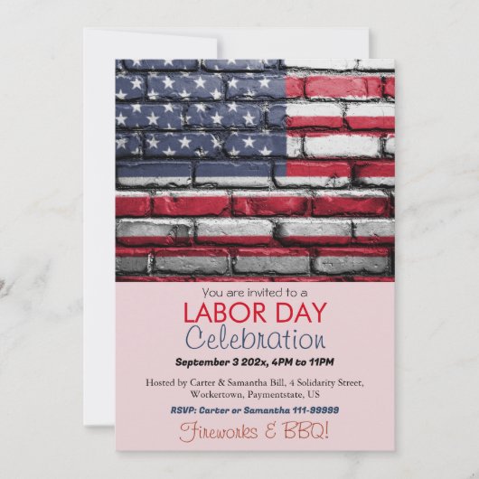 Dag van de Arbeid BBQ Party Arbeider Patriottische Kaart (Voorkant)