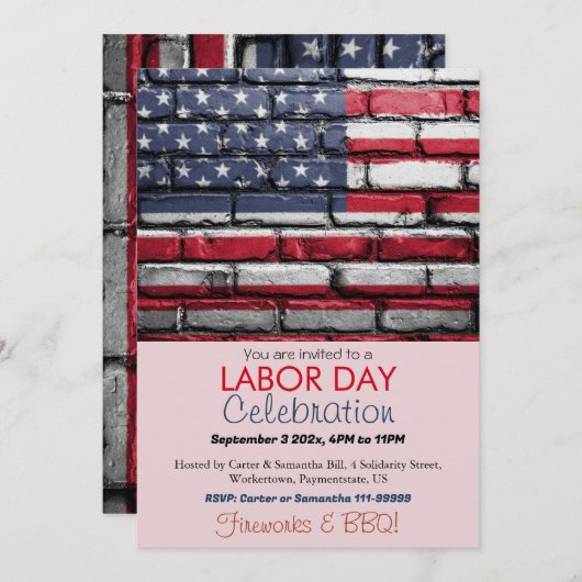 Dag van de Arbeid BBQ Party Arbeider Patriottische Kaart (Voorkant / Achterkant)