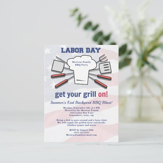 Dag van de Arbeid BBQ Party Familie Zomer Grill Bl Briefkaart (Staand voorkant)