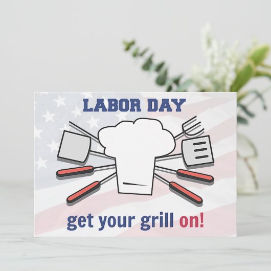 Dag van de Arbeid BBQ Party Familie Zomer Grill Bl Kaart (Staand voorkant)