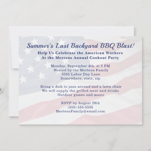 Dag van de Arbeid BBQ Party Familie Zomer Grill Bl Kaart (Achterkant)