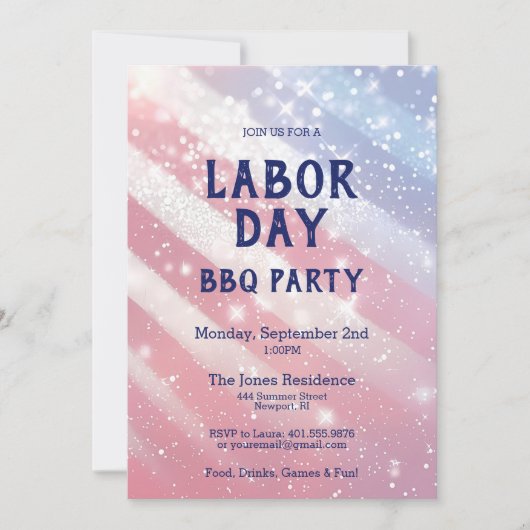 Dag van de Arbeid BBQ Party Rood Wit Blauw Patriot Kaart (Voorkant)