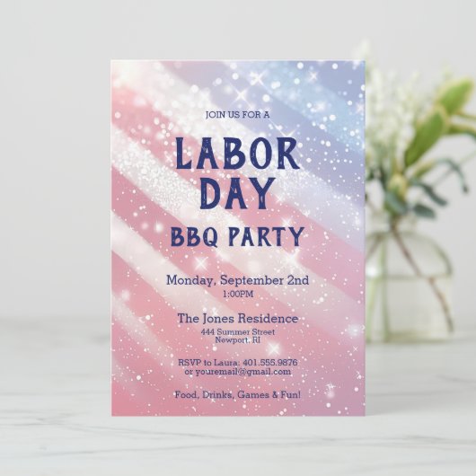 Dag van de Arbeid BBQ Party Rood Wit Blauw Patriot Kaart (Staand voorkant)