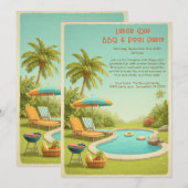Dag van de Arbeid BBQ & Pool Party Uitnodiging (Voorkant / Achterkant)