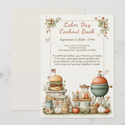 Dag van de Arbeid BBQ rood wit en blauw Kaart (Voorkant / Achterkant)