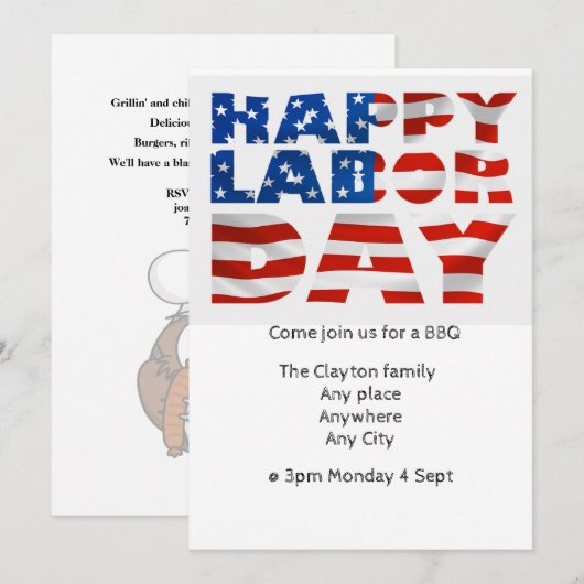Dag van de Arbeid BBQ uitnodiging (bewerkbaar) (Voorkant / Achterkant)