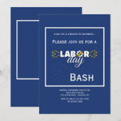 Dag van de Arbeid Blue Invitation Kaart (Voorkant / Achterkant)