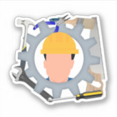 Dag van de Arbeid Bouwarbeider Sticker (Voorkant)