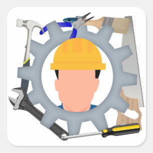 Dag van de Arbeid Bouwvakker Vierkante Sticker