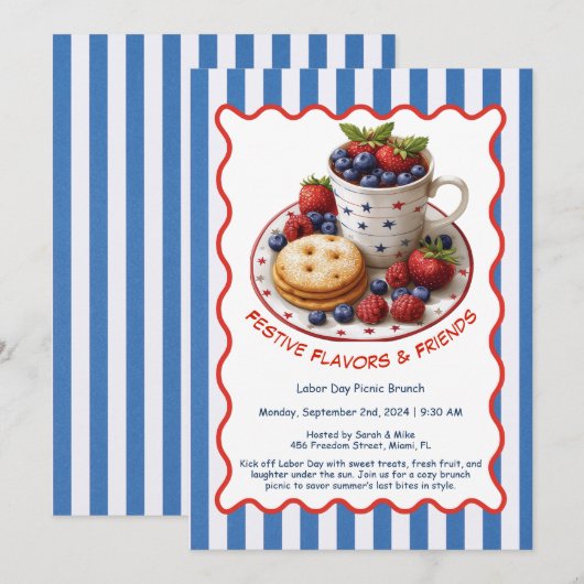 Dag van de Arbeid Brunch Uitnodiging – Gebak en Fr (Voorkant / Achterkant)