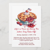 Dag van de Arbeid Cherry Pie Bake-off uitnodiging (Voorkant / Achterkant)