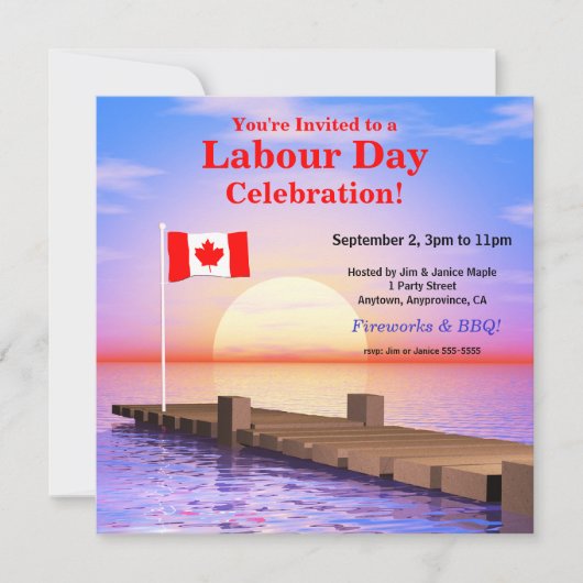 Dag van de Arbeid-feest Canadese vlag op steiger Kaart (Voorkant)