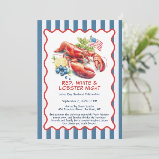 Dag van de Arbeid Kreeft Kook Uitnodiging – Patrio (Staand voorkant)