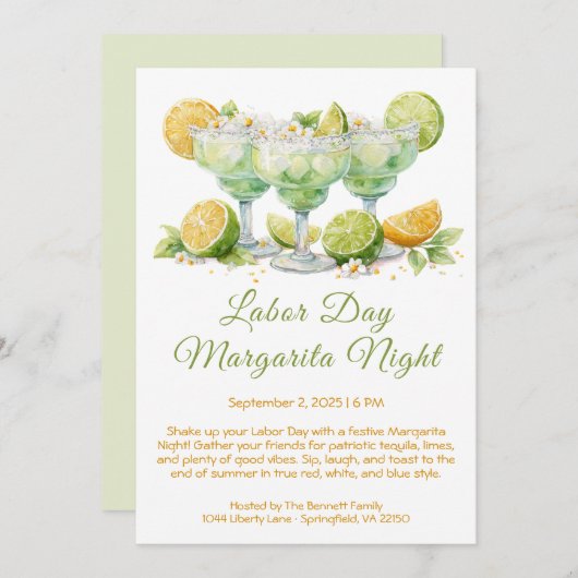 Dag van de Arbeid Margarita Uitnodiging - Patriott (Voorkant / Achterkant)