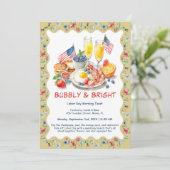 Dag van de Arbeid Mimosa Brunch Uitnodiging – Patr (Staand voorkant)