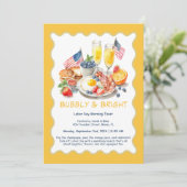 Dag van de Arbeid Mimosa Brunch Uitnodiging – Patr (Staand voorkant)