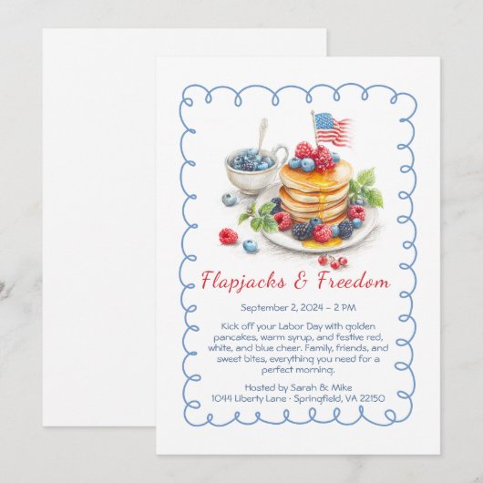 Dag van de Arbeid Pannenkoek Brunch Uitnodiging – (Voorkant / Achterkant)