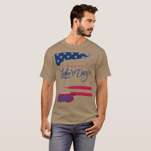 Dag van de Arbeid patriottisch gelukkig T-shirt (Voorkant volledig)