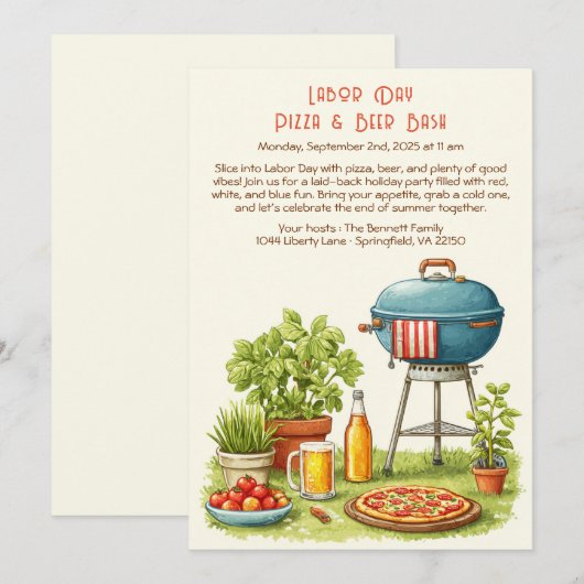 Dag van de Arbeid Pizza & Bier Uitnodiging – Patri (Voorkant / Achterkant)