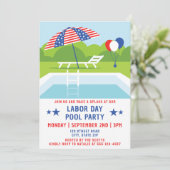 Dag van de Arbeid Pool Party Sterren en Strepen Mo Kaart (Staand voorkant)