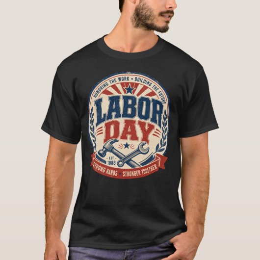 Dag van de Arbeid Sterke Handen Sterker Samen T-shirt (Voorkant)