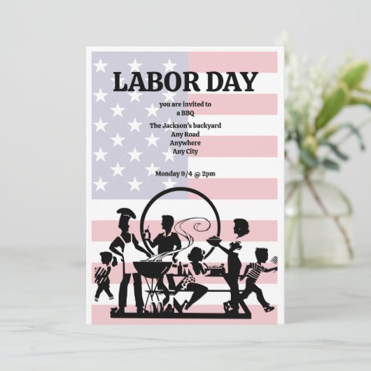 Dag van de Arbeid uitnodiging voor BBQ (bewerkbaar (Staand voorkant)