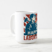  Dag van de Arbeid USA Retro Poster Style Koffiemok (Voorkant links)