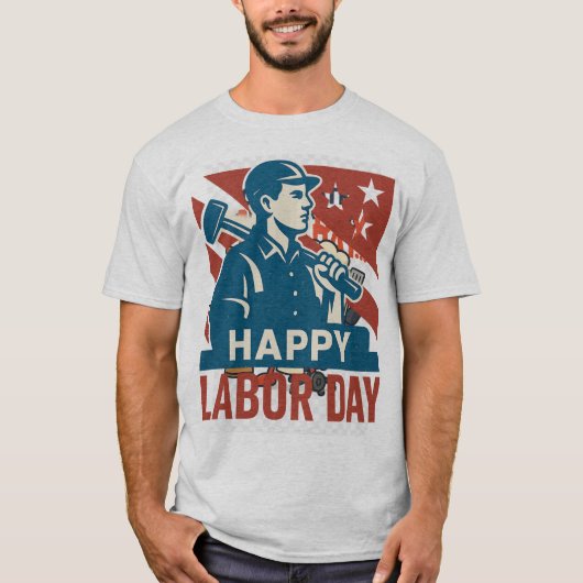  Dag van de Arbeid USA Retro Poster Style T-shirt (Voorkant)