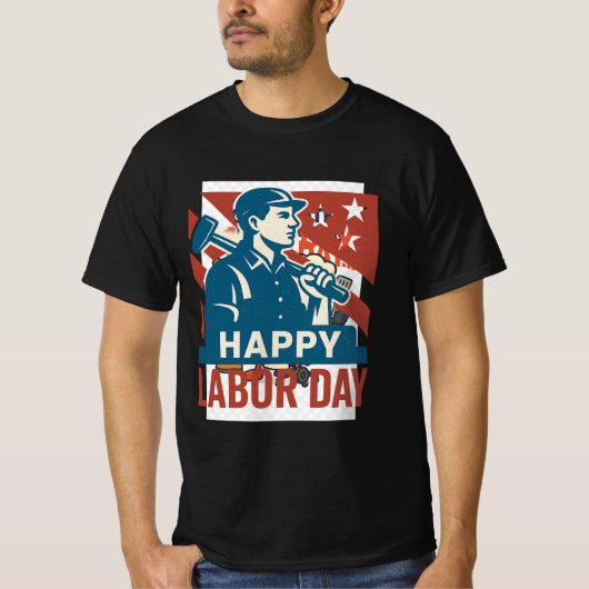  Dag van de Arbeid USA Retro Poster Style T-shirt (Voorkant)