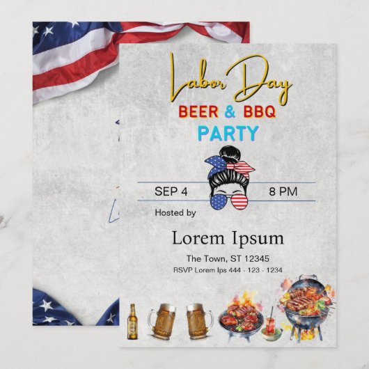 Dag van de arbeid vakantie kaart rood wit blauw BB (Voorkant / Achterkant)