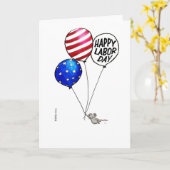 Dag van de Arbeid - Vliegende muis met ballons Kaart (Gele Bloem)