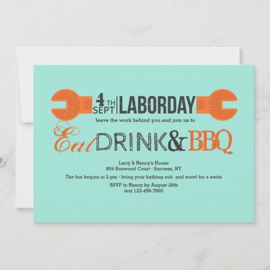 Dag van de Arbeid Wrench uitnodiging (Voorkant)