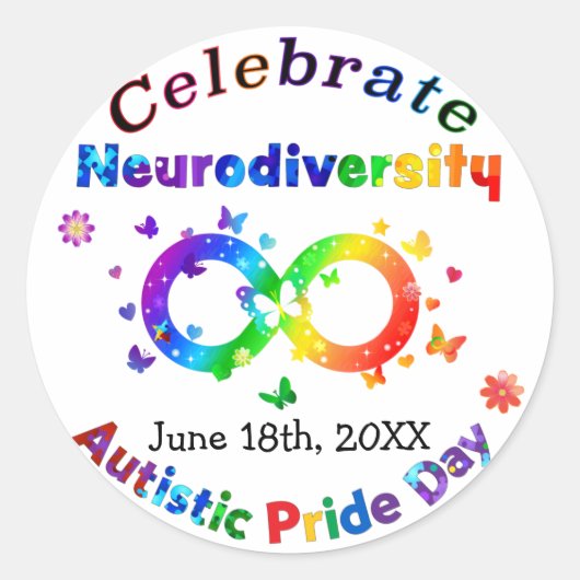 Dag van de Autistische Pride van de Neurodiversite Ronde Sticker (Voorkant)