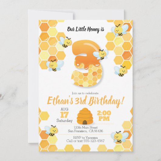 Dag van de bijen, Uitnodiging voor de 3e verjaarda (Voorkant)