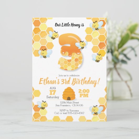 Dag van de bijen, Uitnodiging voor de 3e verjaarda (Staand voorkant)