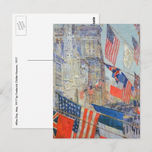 Dag van de bondgenoten, mei 1917, Childe Hassam,   Briefkaart (Voorkant / Achterkant)