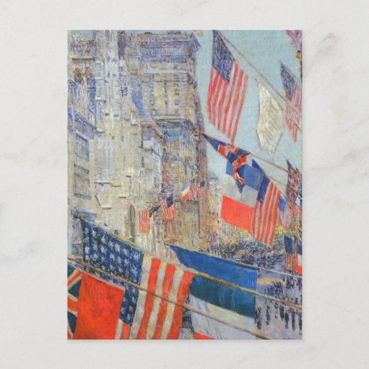 Dag van de bondgenoten, mei 1917, Childe Hassam,   Briefkaart (Voorkant)