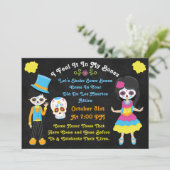 Dag van de Dead Dia De Los Muertos Calacas Invite Kaart (Staand voorkant)