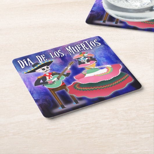 Dag van de Dead Fiesta Partij Kartonnen Onderzetters (Schuin)