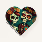 Dag van de Dead Skeleton Couple Spiral Notitieboek (Voorkant)