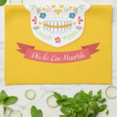 Dag van de Dead Sugar Keukenhanddoek - geel (Gevouwen)