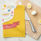 Dag van de Dead Sugar Keukenhanddoek - geel (Quarter Fold)