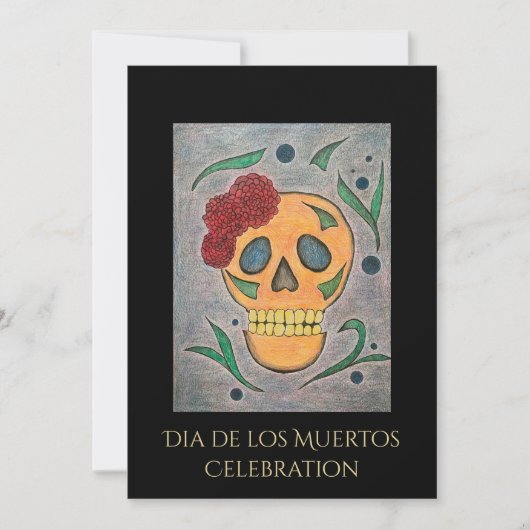 Dag van de Dead Sugar Skull Halloween Party Kaart (Voorkant)