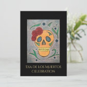 Dag van de Dead Sugar Skull Halloween Party Kaart (Staand voorkant)