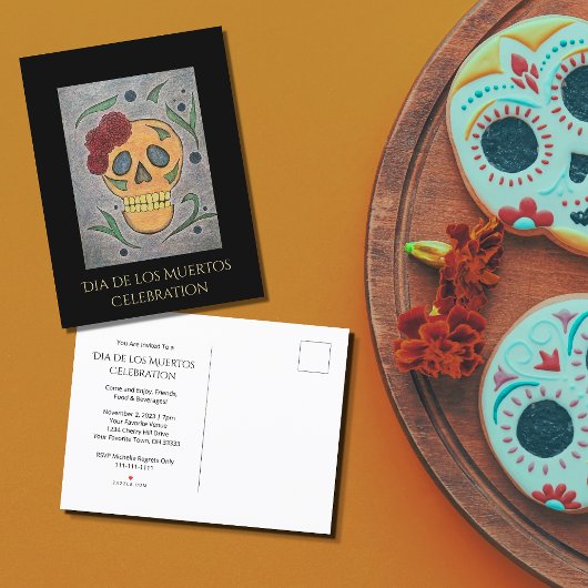 Dag van de Dead Sugar Skull Halloween Party Uitnodiging Briefkaart