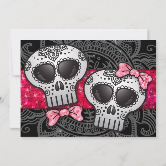 Dag van de Dead Sugar Skull LGBT Wedding Glitter Kaart (Achterkant)