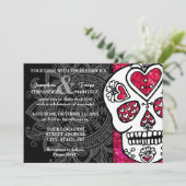 Dag van de Dead Sugar Skull LGBT Wedding Glitter Kaart (Staand voorkant)
