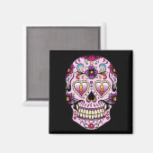 Dag van de Dead Sugar Skull Pink Magnet (Voorkant / Achterkant)