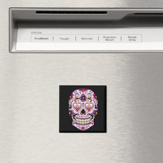 Dag van de Dead Sugar Skull Pink Magnet (Insitu (Vaatwasser))