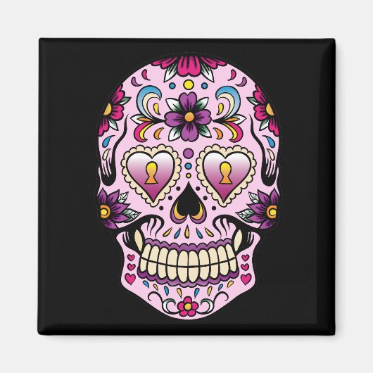 Dag van de Dead Sugar Skull Pink Magnet (Voorkant)